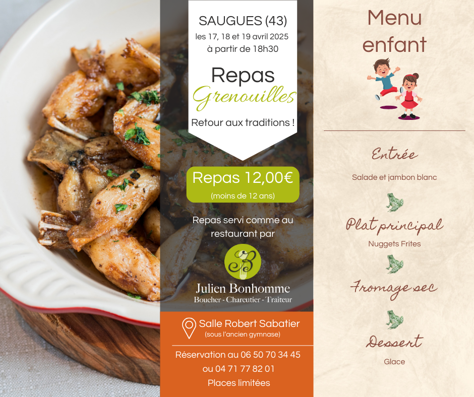 Menu enfant Grenouilles 2025